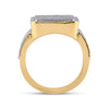 10k Yellow Gold Mens Baguette Diamond Rectangle Cluster Ring 1-7/8 Cttw