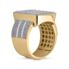 10k Yellow Gold Mens Baguette Diamond Rectangle Cluster Ring 1-7/8 Cttw