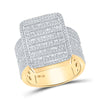 10k Yellow Gold Mens Baguette Diamond Rectangle Cluster Ring 1-7/8 Cttw