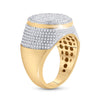 10k Yellow Gold Mens Baguette Diamond Statement Circle Cluster Ring 1-3/4 Cttw