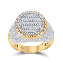  10k Yellow Gold Mens Baguette Diamond Statement Circle Cluster Ring 1-3/4 Cttw