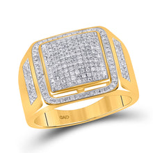  10k Yellow Gold Mens Round Diamond Square Ring 3/4 Cttw