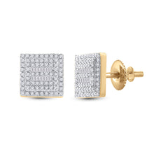  10k Yellow Gold Baguette Diamond Square Earrings 1/2 Cttw