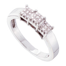  14k White Gold Princess Diamond 3-stone Bridal Wedding Engagement Ring 1/4 Cttw