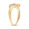 10k Yellow Gold Womens Round Diamond Double Heart Ring 1/20 Cttw