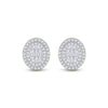 10k Yellow Gold Womens Baguette Diamond Oval Cluster Earrings 3/8 Cttw