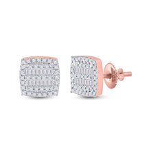  10k Rose Gold Womens Baguette Diamond Square Earrings 1/3 Cttw
