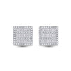 10k White Gold Womens Baguette Diamond Square Earrings 1/3 Cttw