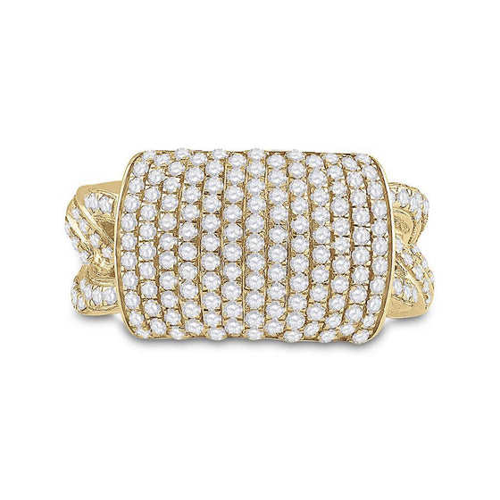 10k Yellow Gold Mens Round Diamond Statement Fashion Ring 2 Cttw
