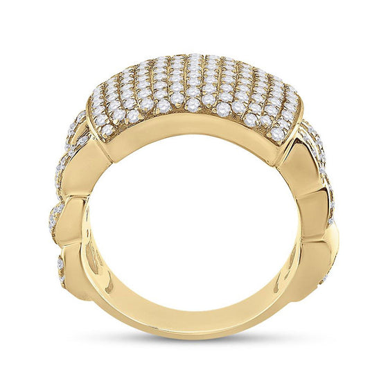 10k Yellow Gold Mens Round Diamond Statement Fashion Ring 2 Cttw