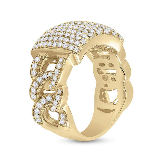 10k Yellow Gold Mens Round Diamond Statement Fashion Ring 2 Cttw