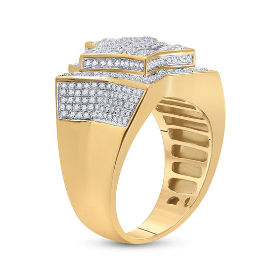 10k Yellow Gold Mens Baguette Diamond Statement Star Ring 1-1/4 Cttw