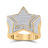 10k Yellow Gold Mens Baguette Diamond Statement Star Ring 1-1/4 Cttw