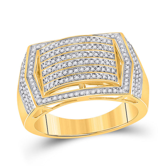 10k Yellow Gold Mens Round Diamond Cluster Ring 5/8 Cttw