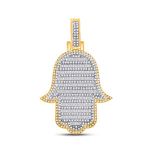  14k Yellow Gold Mens Baguette Diamond Hamsa Charm Pendant 2 Cttw