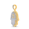 10k Yellow Gold Mens Baguette Diamond Hamsa Hand Charm Pendant 1-1/3 Cttw
