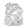 14k White Gold His Hers Diamond Cluster Matching Wedding Set 2-5/8 Cttw