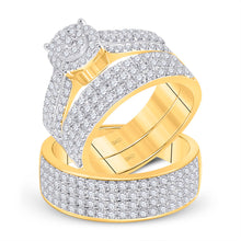  14k Yellow Gold His Hers Round Diamond Cluster Matching Wedding Set 2-5/8 Cttw