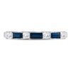 14k White Gold Womens Baguette Blue Sapphire Diamond Anniversary Ring 5/8 Cttw
