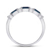 14k White Gold Womens Baguette Blue Sapphire Diamond Anniversary Ring 5/8 Cttw