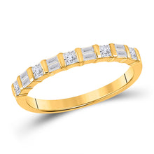  14k Yellow Gold Womens Baguette Princess Diamond Band Ring 1/2 Cttw