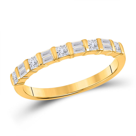 14k Yellow Gold Womens Baguette Princess Diamond Band Ring 1/2 Cttw