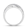 10k White Gold Womens Round Diamond Crossover Fashion Ring 1/2 Cttw