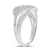 10k White Gold Womens Round Diamond Crossover Fashion Ring 1/2 Cttw