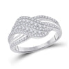 10k White Gold Womens Round Diamond Crossover Fashion Ring 1/2 Cttw