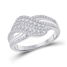  10k White Gold Womens Round Diamond Crossover Fashion Ring 1/2 Cttw
