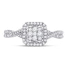 10k White Gold Womens Round Diamond Square Cluster Ring 1/2 Cttw