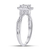 10k White Gold Womens Round Diamond Square Cluster Ring 1/2 Cttw