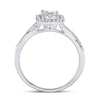 10k White Gold Womens Round Diamond Square Cluster Ring 1/2 Cttw