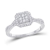 10k White Gold Womens Round Diamond Square Cluster Ring 1/2 Cttw
