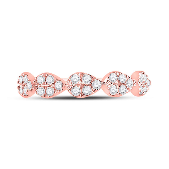 10k Rose Gold Womens Round Diamond Teardrop Stackable Band Ring 1/3 Cttw