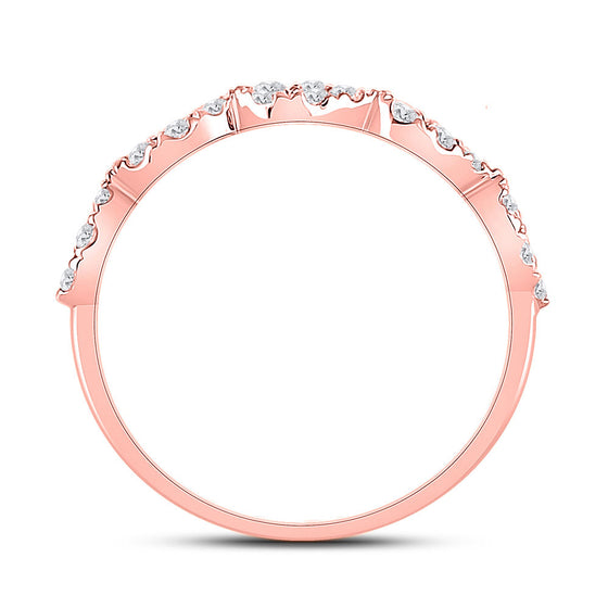 10k Rose Gold Womens Round Diamond Teardrop Stackable Band Ring 1/3 Cttw