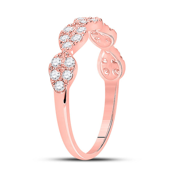 10k Rose Gold Womens Round Diamond Teardrop Stackable Band Ring 1/3 Cttw