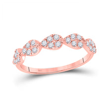  10k Rose Gold Womens Round Diamond Teardrop Stackable Band Ring 1/3 Cttw