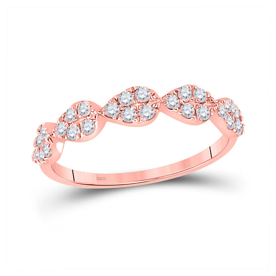 10k Rose Gold Womens Round Diamond Teardrop Stackable Band Ring 1/3 Cttw