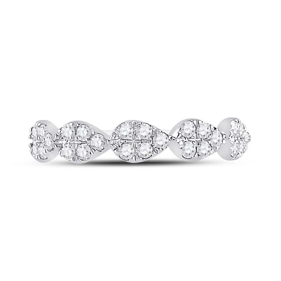 10k White Gold Womens Round Diamond Teardrop Stackable Band Ring 1/3 Cttw