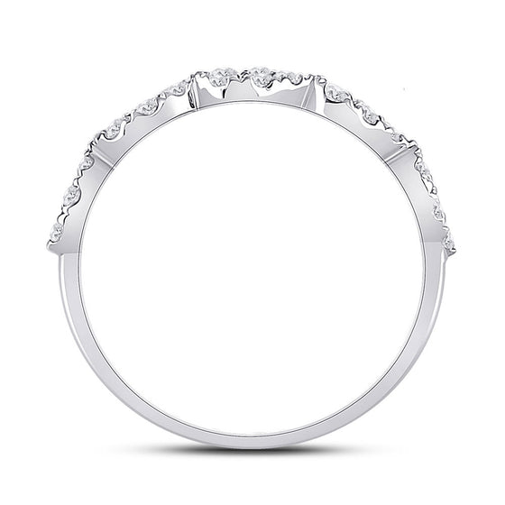 10k White Gold Womens Round Diamond Teardrop Stackable Band Ring 1/3 Cttw