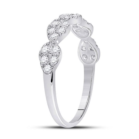 10k White Gold Womens Round Diamond Teardrop Stackable Band Ring 1/3 Cttw