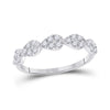 10k White Gold Womens Round Diamond Teardrop Stackable Band Ring 1/3 Cttw