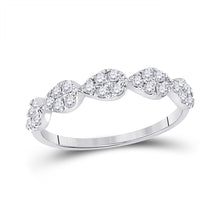 10k White Gold Womens Round Diamond Teardrop Stackable Band Ring 1/3 Cttw