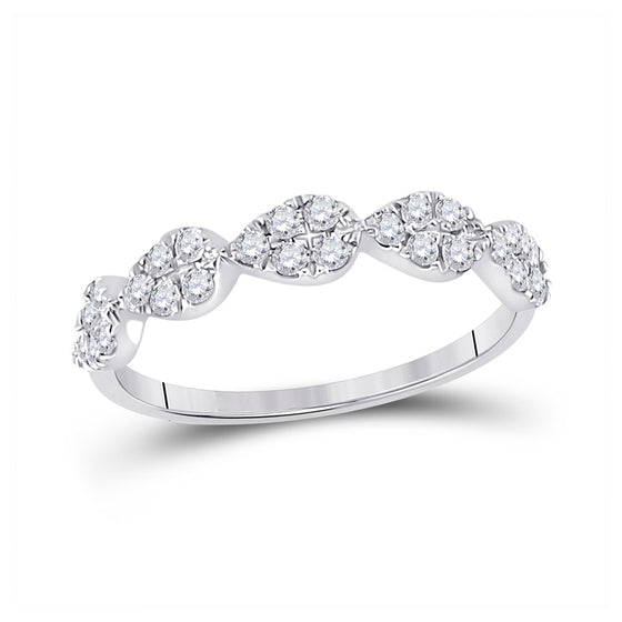 10k White Gold Womens Round Diamond Teardrop Stackable Band Ring 1/3 Cttw