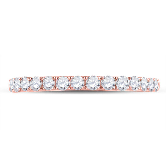 10k Rose Gold Womens Round Diamond Wedding Single Row Band 1/2 Cttw