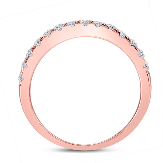 10k Rose Gold Womens Round Diamond Wedding Single Row Band 1/2 Cttw