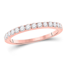  10k Rose Gold Womens Round Diamond Wedding Single Row Band 1/2 Cttw