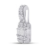 14k White Gold Womens Baguette Diamond Square Pendant 3/8 Cttw