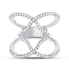 14k White Gold Womens Round Diamond Starburst Negative Space Ring 1/2 Cttw